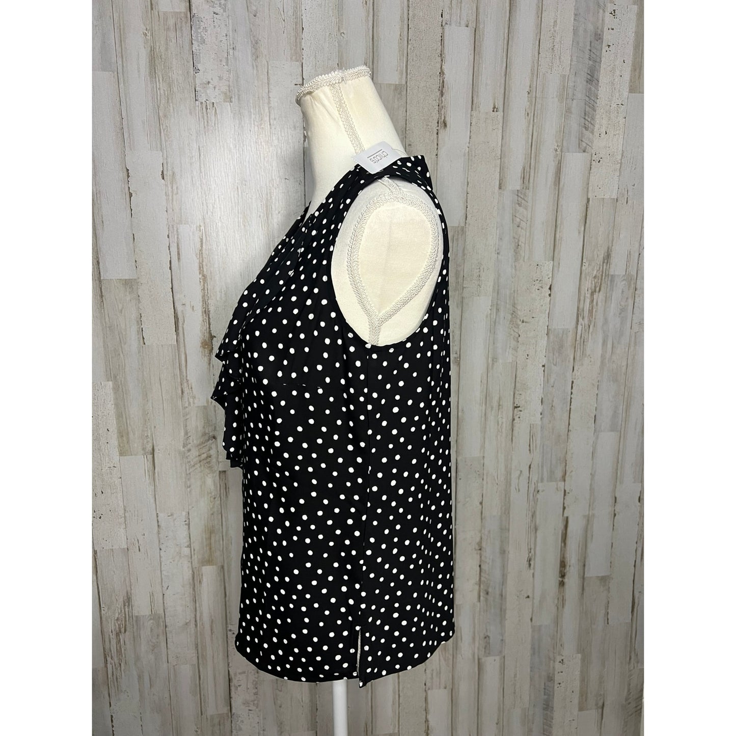 NWT Chico's Women's Sleeveless Polka Dot Blouse Black & White Size 0