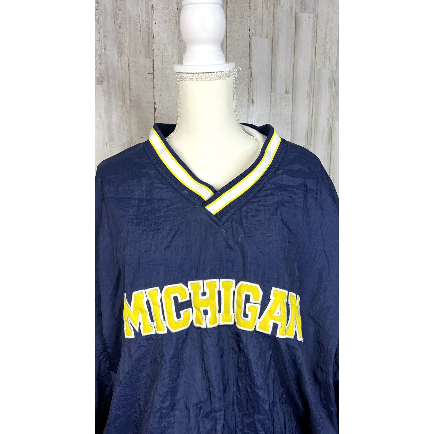 Vintage Michigan Wolverines Starter Pullover Windbreaker Jacket Blue Men’s XXL