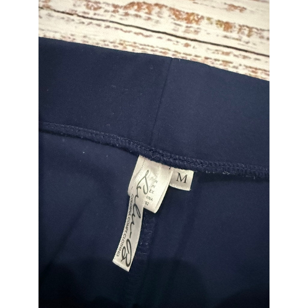 Lulu-B Women's Navy Blue Pull-On Straight Pants Size Medium Casual Stretchy