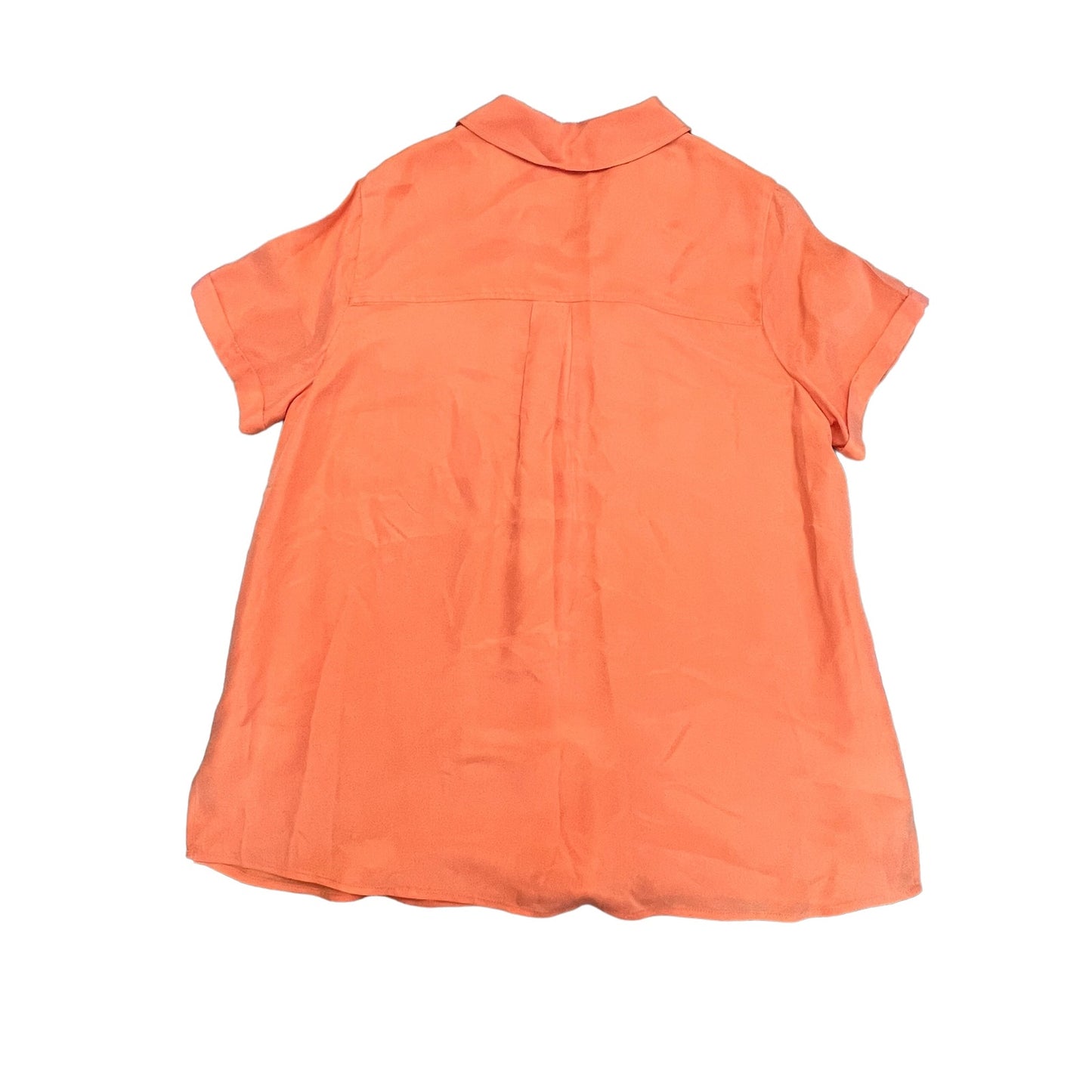 NWOT Soft Surroundings Women's Medium Orange Satin Button-Up Blouse with Pockets