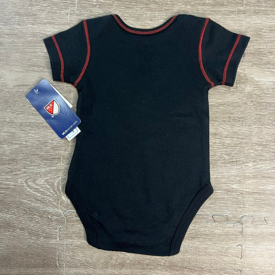 NWT D.C. United Newborn & Infant 3-6 Months 3-Pack Bodysuit Set Black/Red/Gray