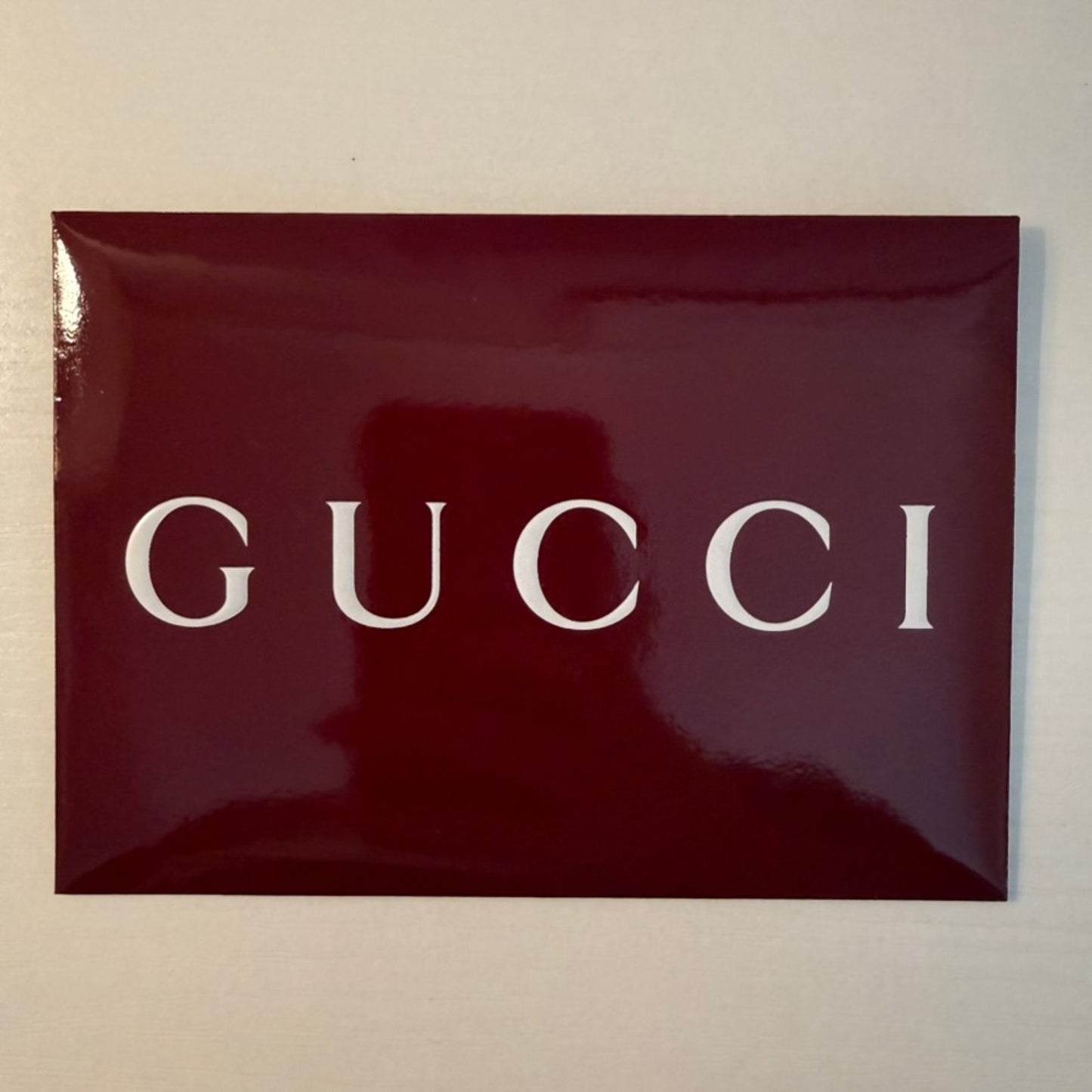 Gucci Burgundy Maroon Glossy Logo Envelope Receipt Holder Gift Packaging 6"x4.5"