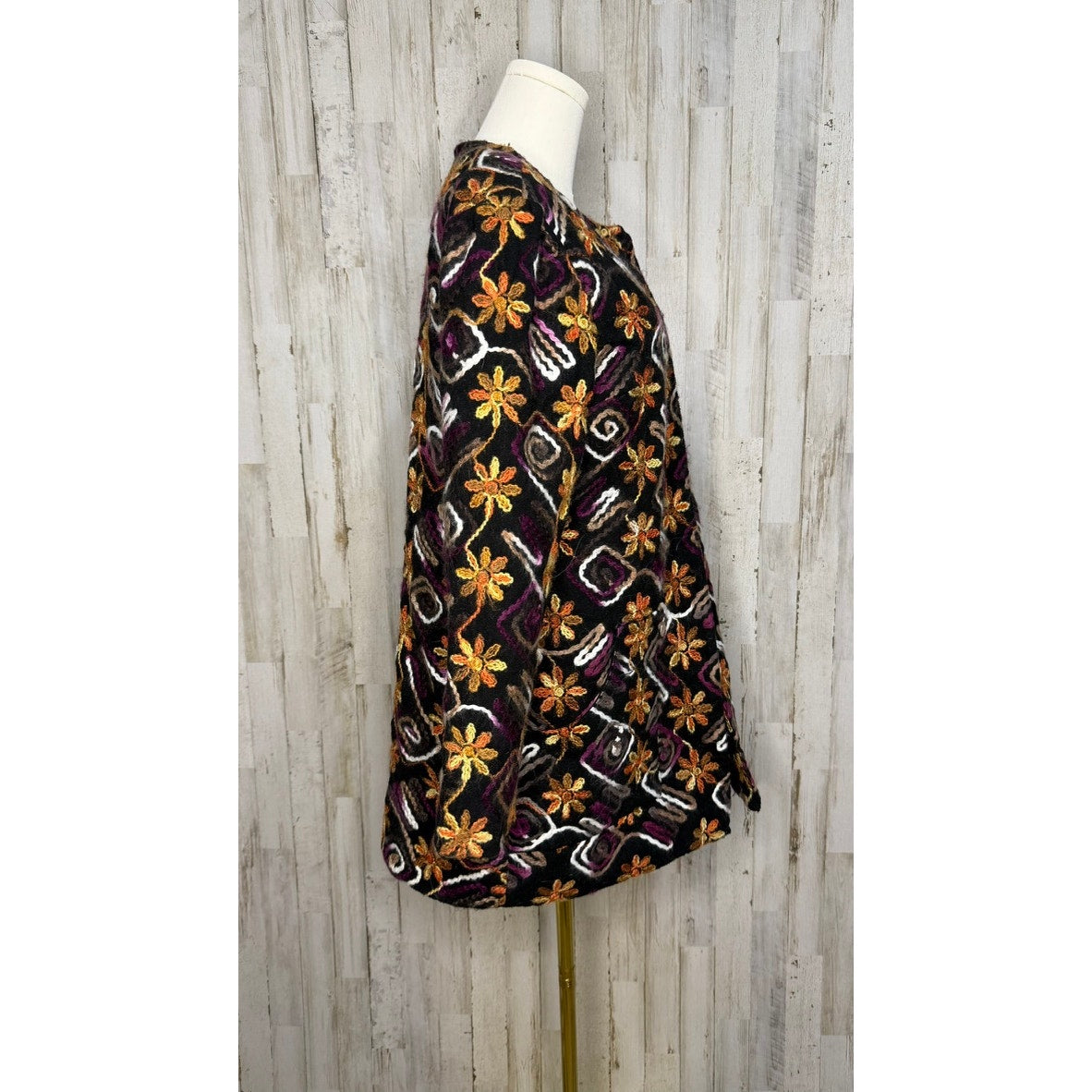 Anthropologie Women's XS Floral Embroidered Overcoat Multicolor Casual