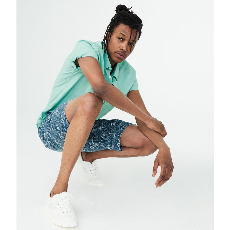 Aéropostale Men's Size 28 Wave Print Chino Shorts Blue Casual Spring Summer