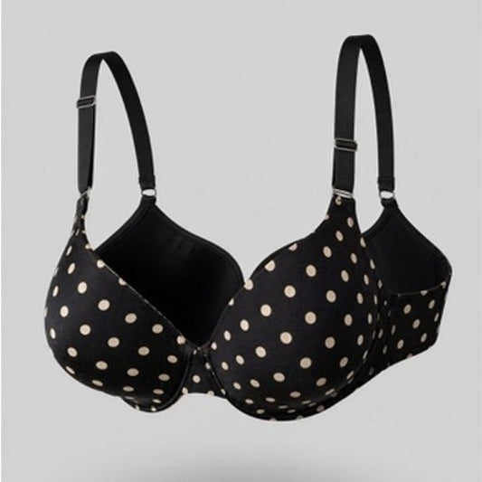 Soma Vanishing Back Bra Womens 36C Brown White Polka Dot