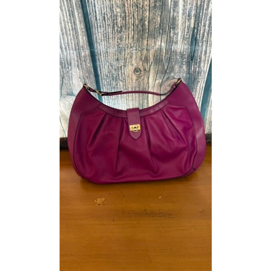 Salvatore Ferragamo Women's Purple Leather Hobo Bag Gancini Closure