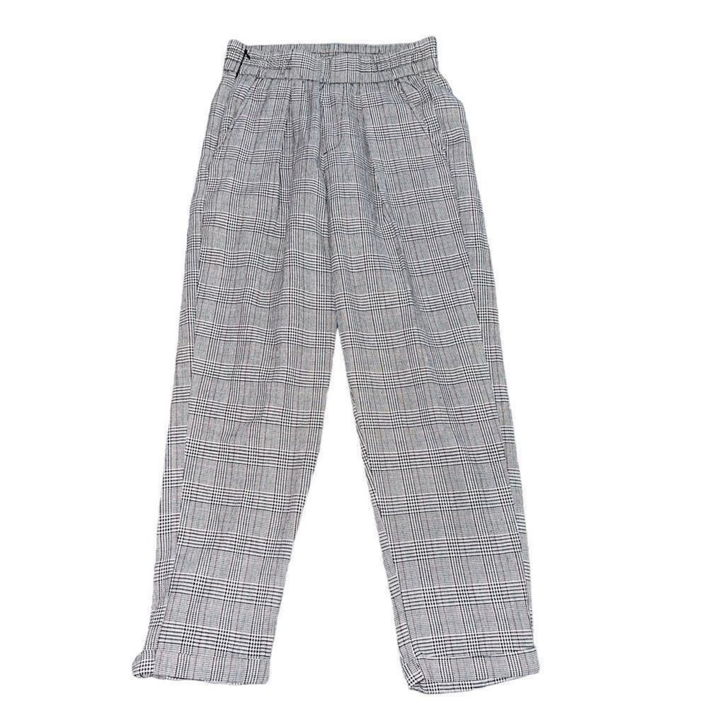 Fashion Nova Pants Womens Size Small Gray Black Plaid Pull On Straight Leg