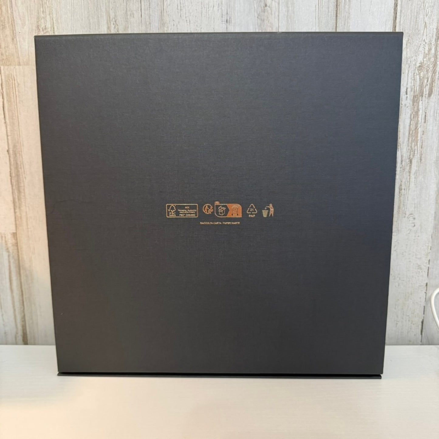 Versace Gift Box with Lid Black Raised Gold Logo Large 12x12x2 in