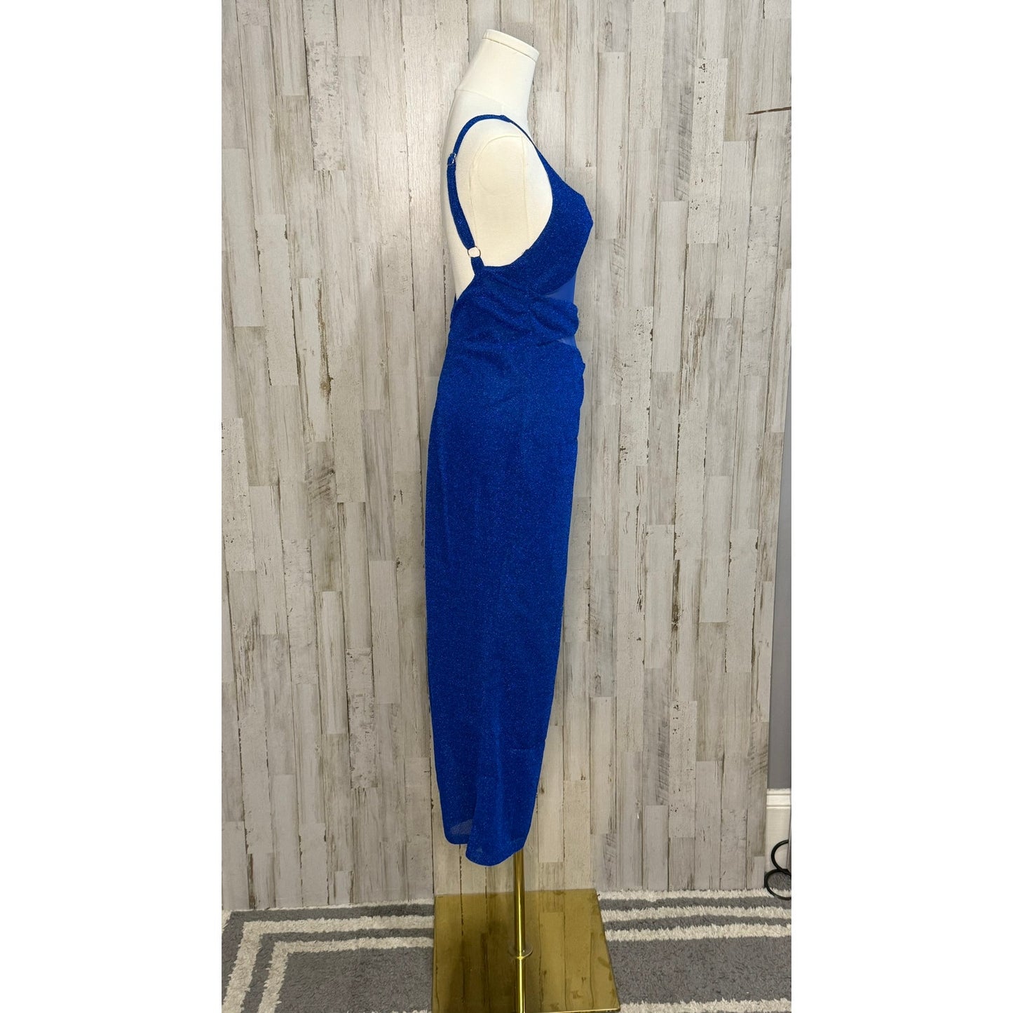 NWT Hello Molly Women's Blue Glitter Formal Long Dress Size 6