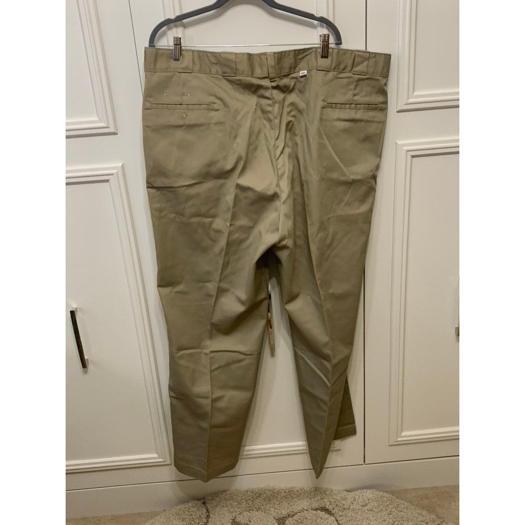 Dickies Men's Beige Work Dress Pants Size 46x30 Flat Front Straight Leg