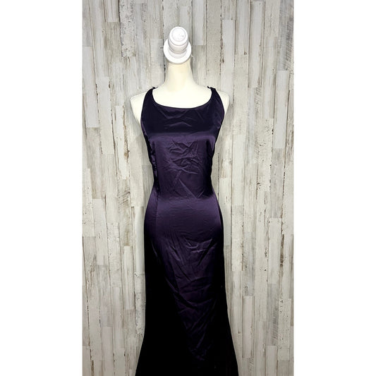 Newport News Women's Size 16 Dark Purple Satin Maxi Dress Formal