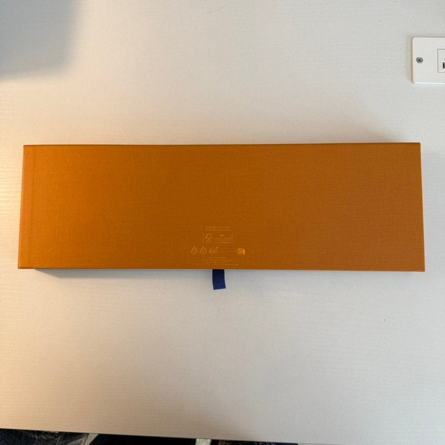 Louis Vuitton Orange Drawer-Style Gift Presentation Box Blue Ribbon Pull