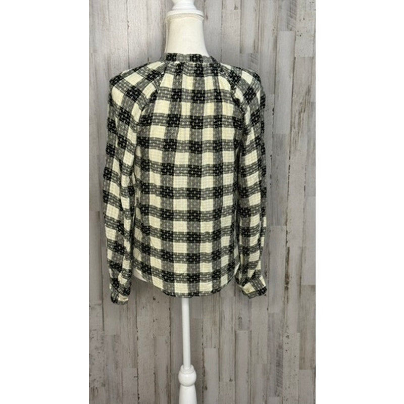 Anthropologie Pilcro Women's Plaid Button-Up Shirt Black Size Small