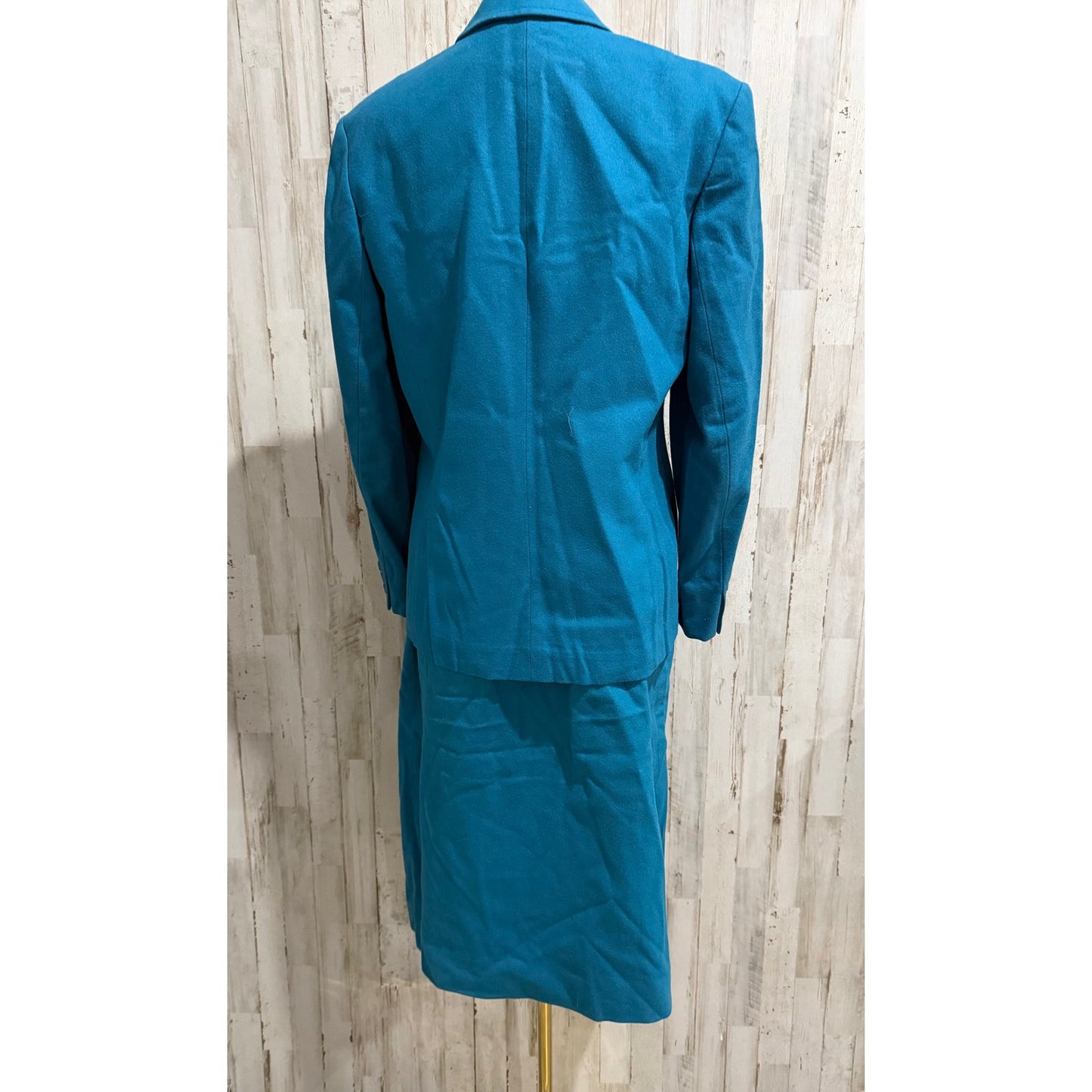Pendleton Vintage Skirt Suit Womens 12 Teal Blue Green Blazer & Pencil Skirt