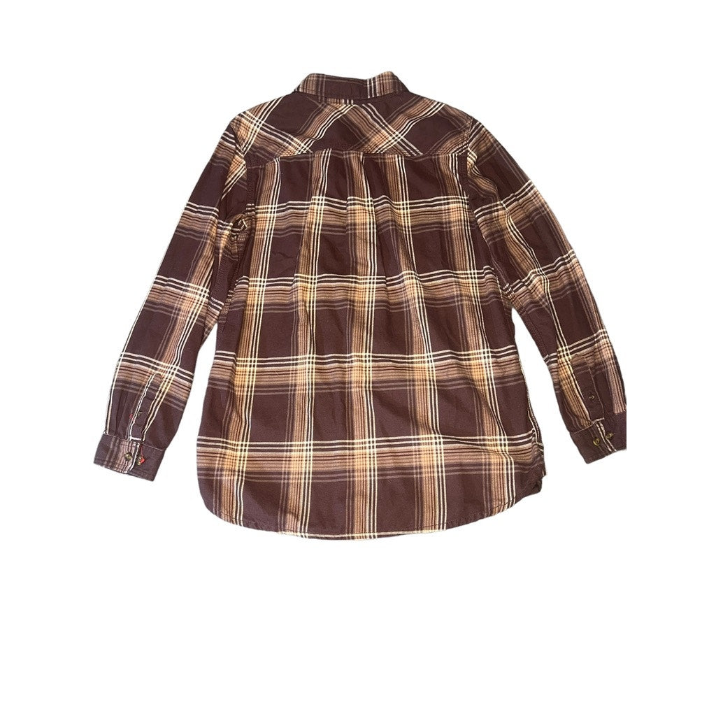 Carhartt Women's Medium Brown Plaid Button-Up Long Sleeve Shirt