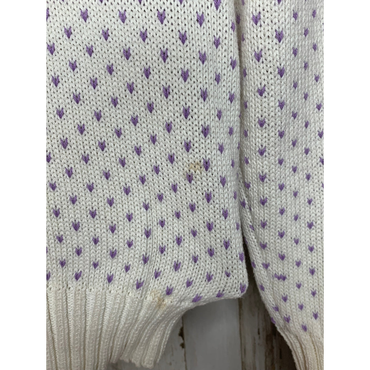 Lord & Taylor Sweater Womens Size Small White Knit Pullover Purple Heart