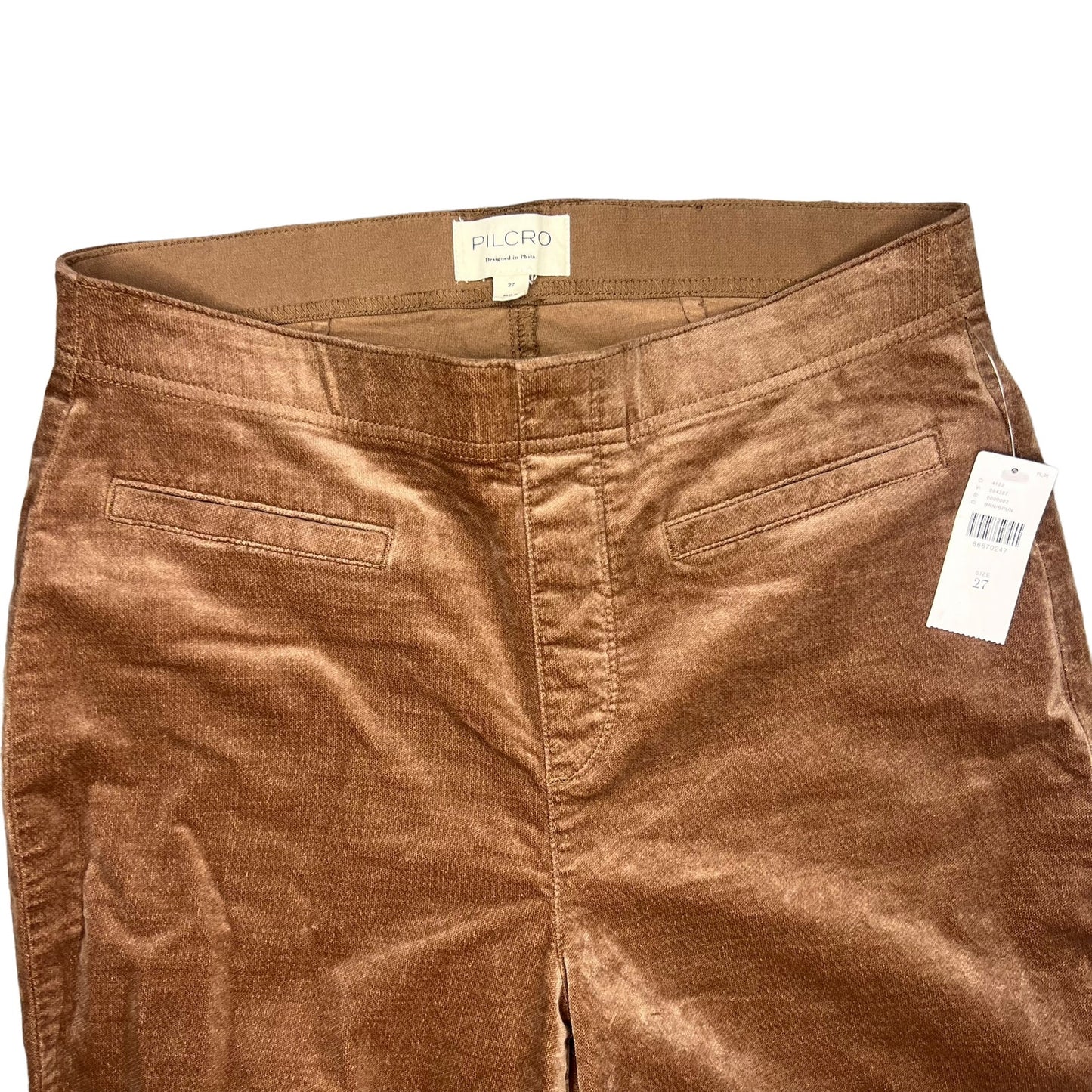 NWT Pilcro Brown Velvet Pull-On Mid-Rise Retro Flare Jeans Pants Women's Size 27