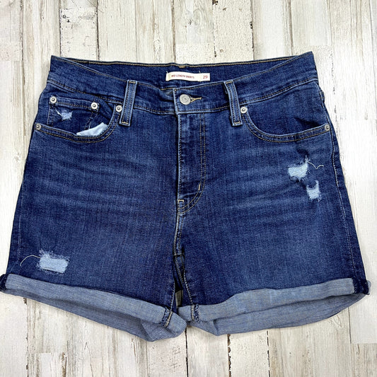 Levi's Women's Distressed Denim Mid-Length Shorts Size 29 Blue Casual Summer