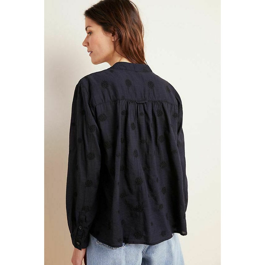 Pilcro and The Letterpress Women's Small Black Whitney Trapeze Button Down Top