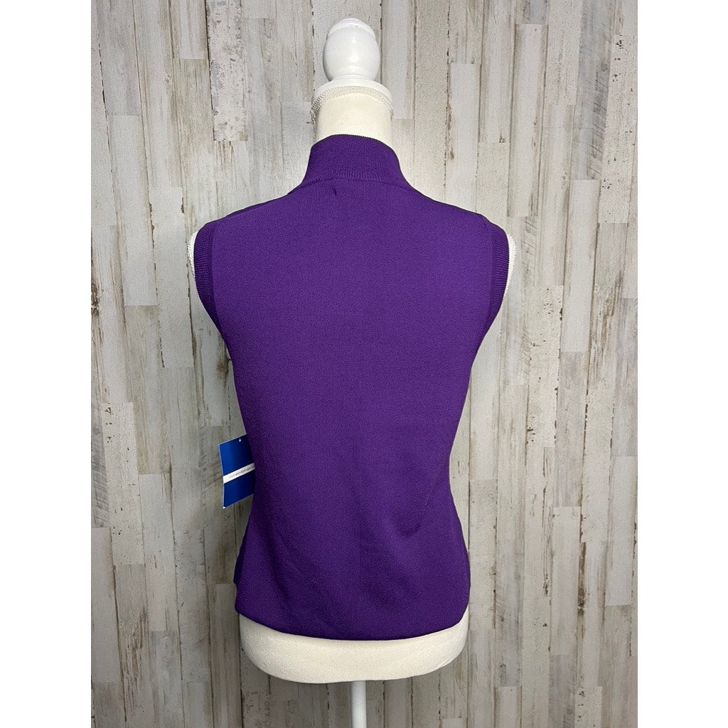 NWT Cable & Gauge Women's Large Purple Sleeveless Turtleneck Knit Sweater Vest