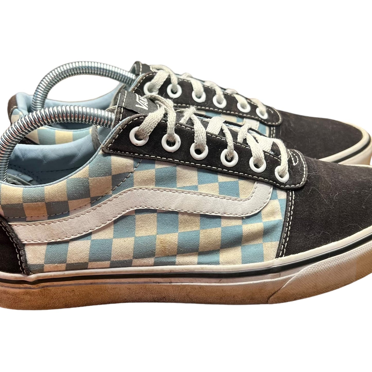 Vans Authentic Old Skool Baby Blue/True White Checkerboard Sneakers - Women's 10