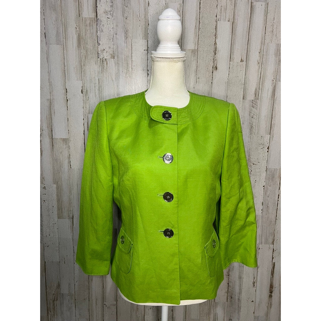 Alex Marie Women's Lime Green Jacket Silver Buttons Size 6 Casual