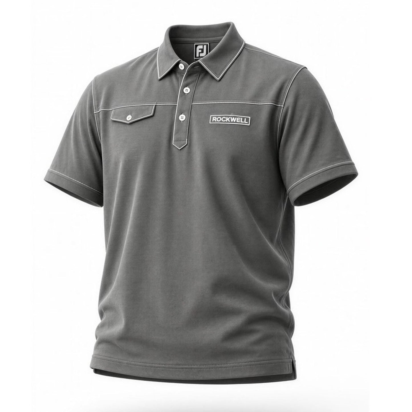 FootJoy Men's Golf Polo Shirt Size Large Gray Rockwell Logo Embroidered