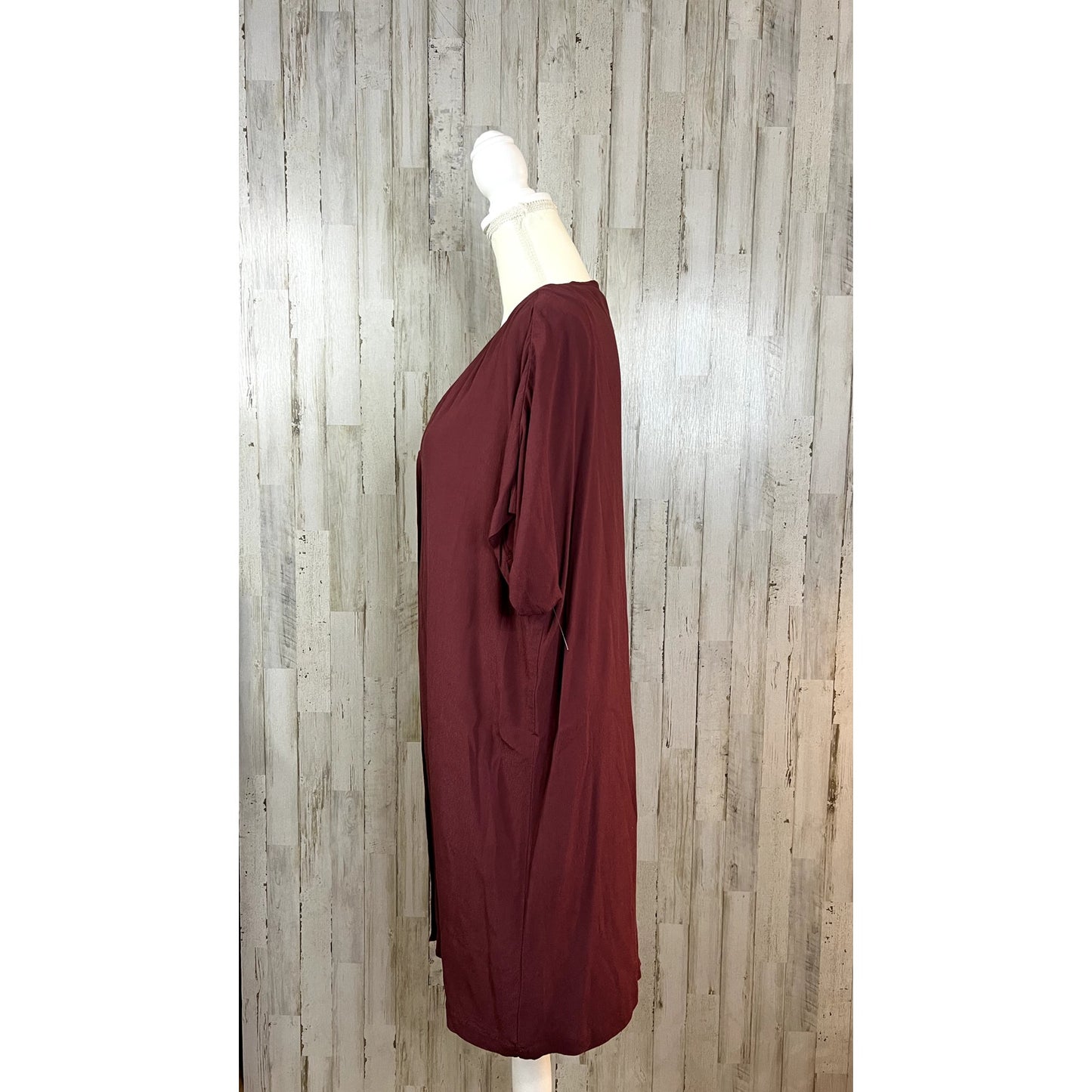 Madewell Women's Burgundy Button-Front Shirt Dress Size Small Knee Length Casual