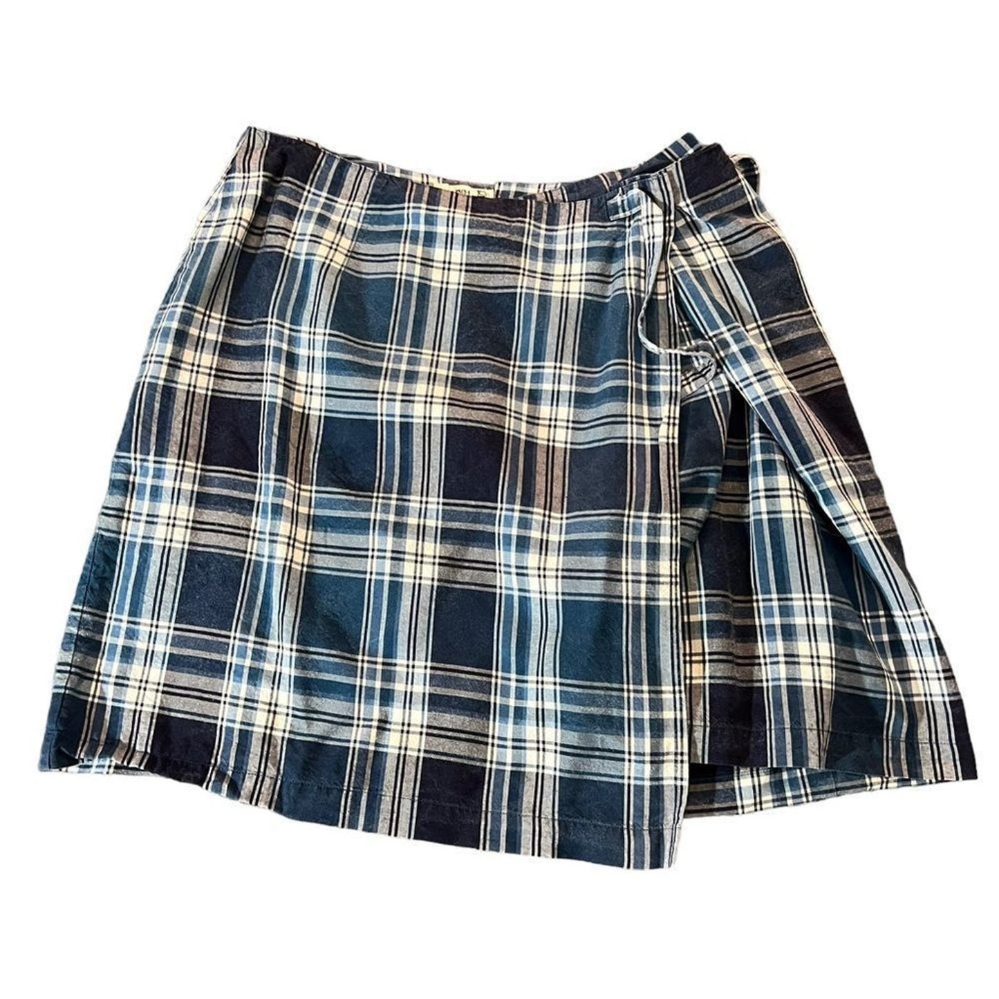 Talbots Blue Plaid Wrap Around Skirt Size 12