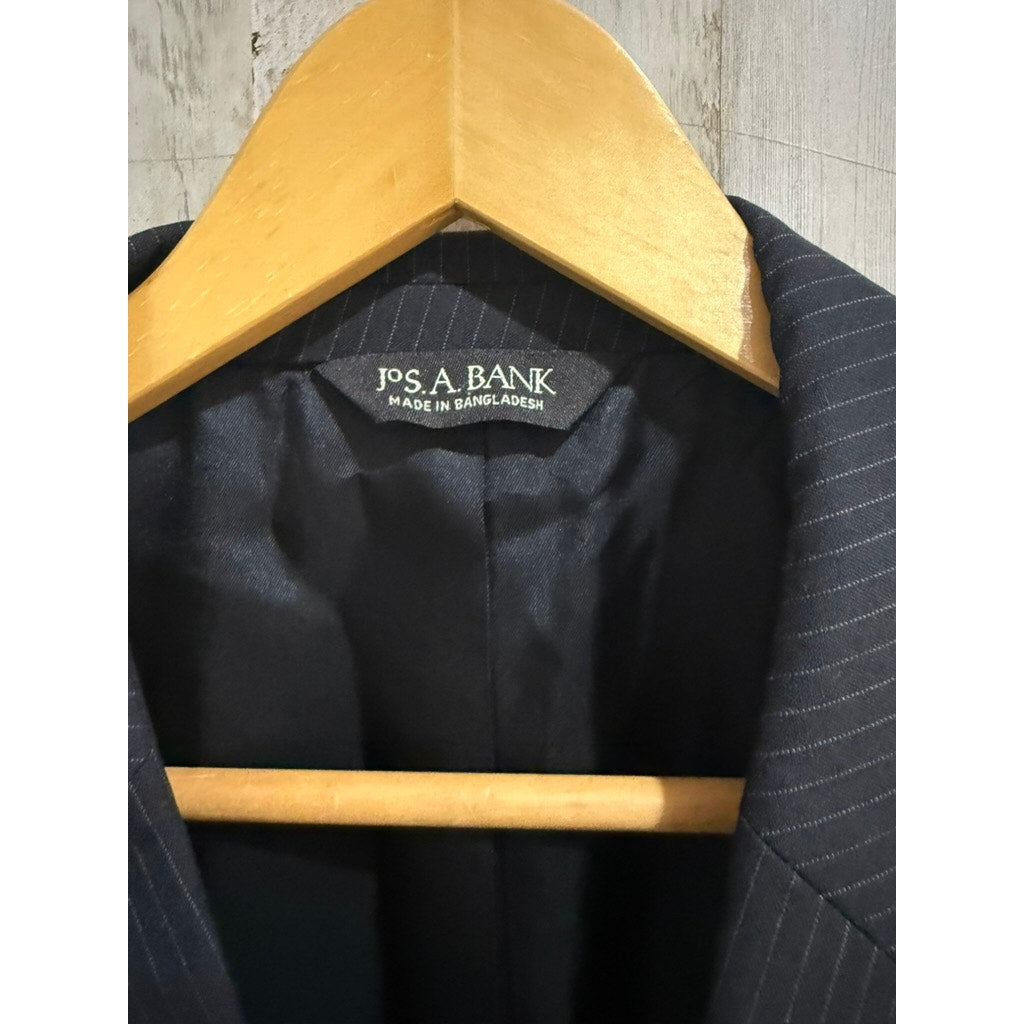 Jos. A Bank Men's Black Pinstripe Wool Blazer Size 42L