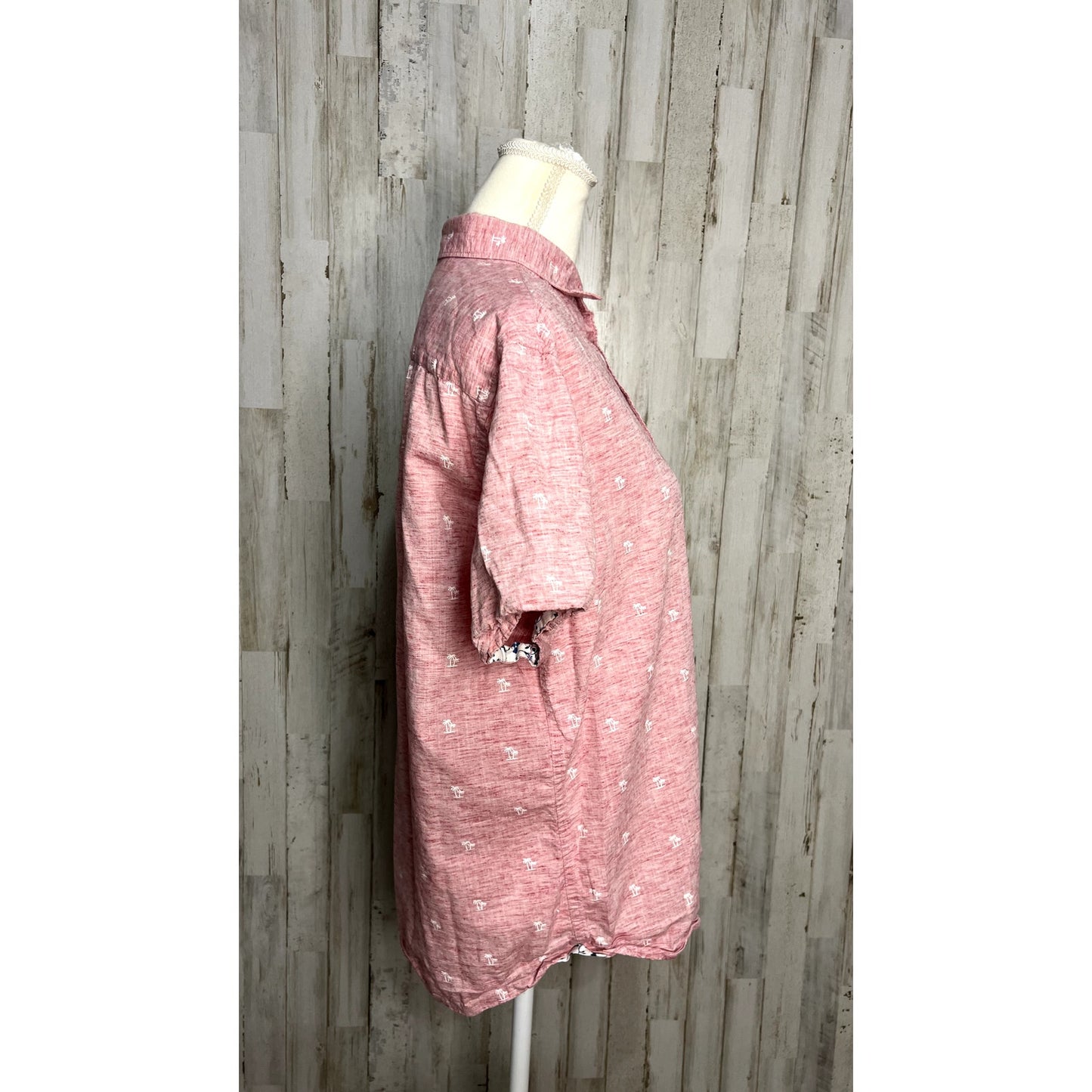 Denim & Flower Men's Large Pink Short Sleeve Button-Up Shirt