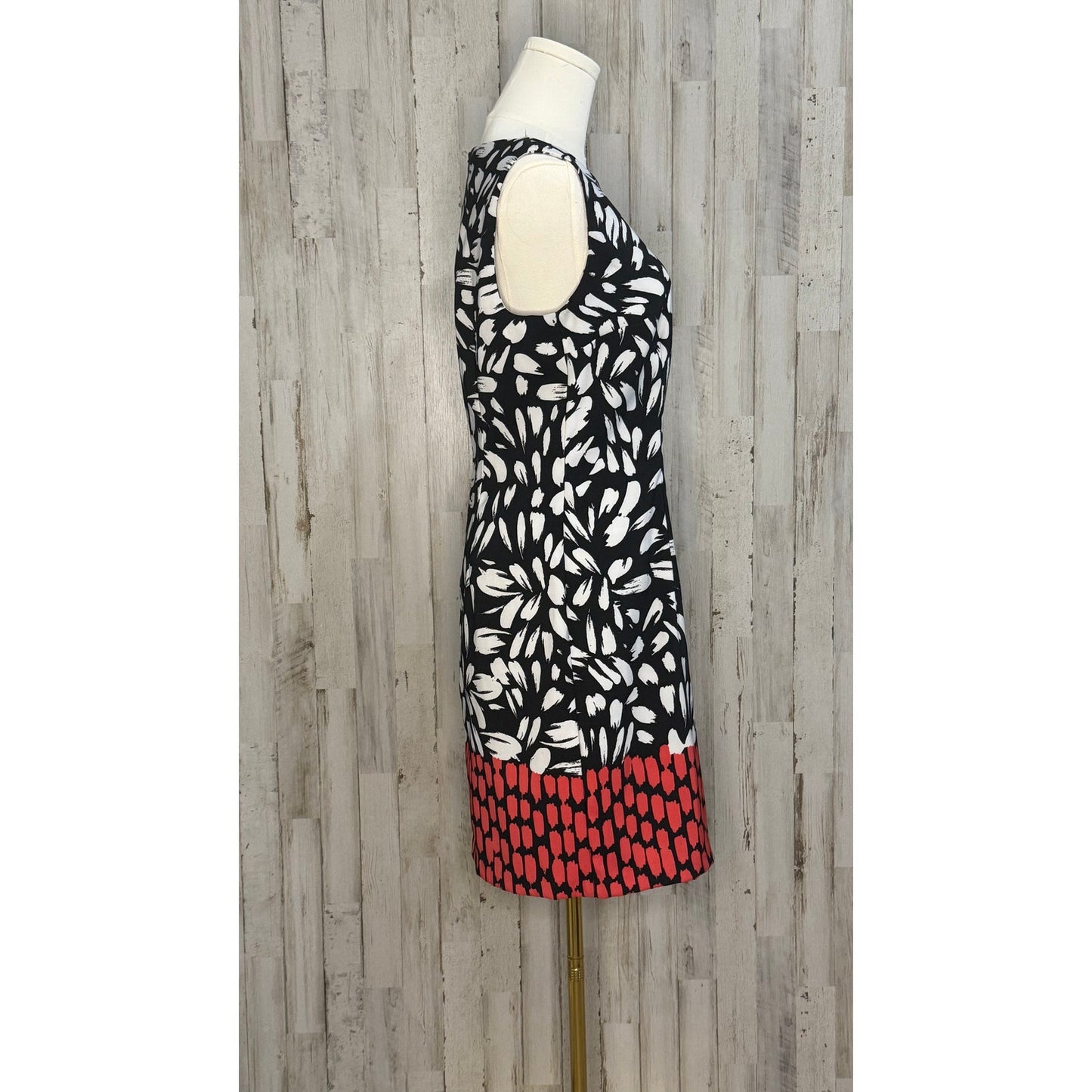 Alyx Women's Size 6 Sleeveless Sheath Dress Black/Red Geometric