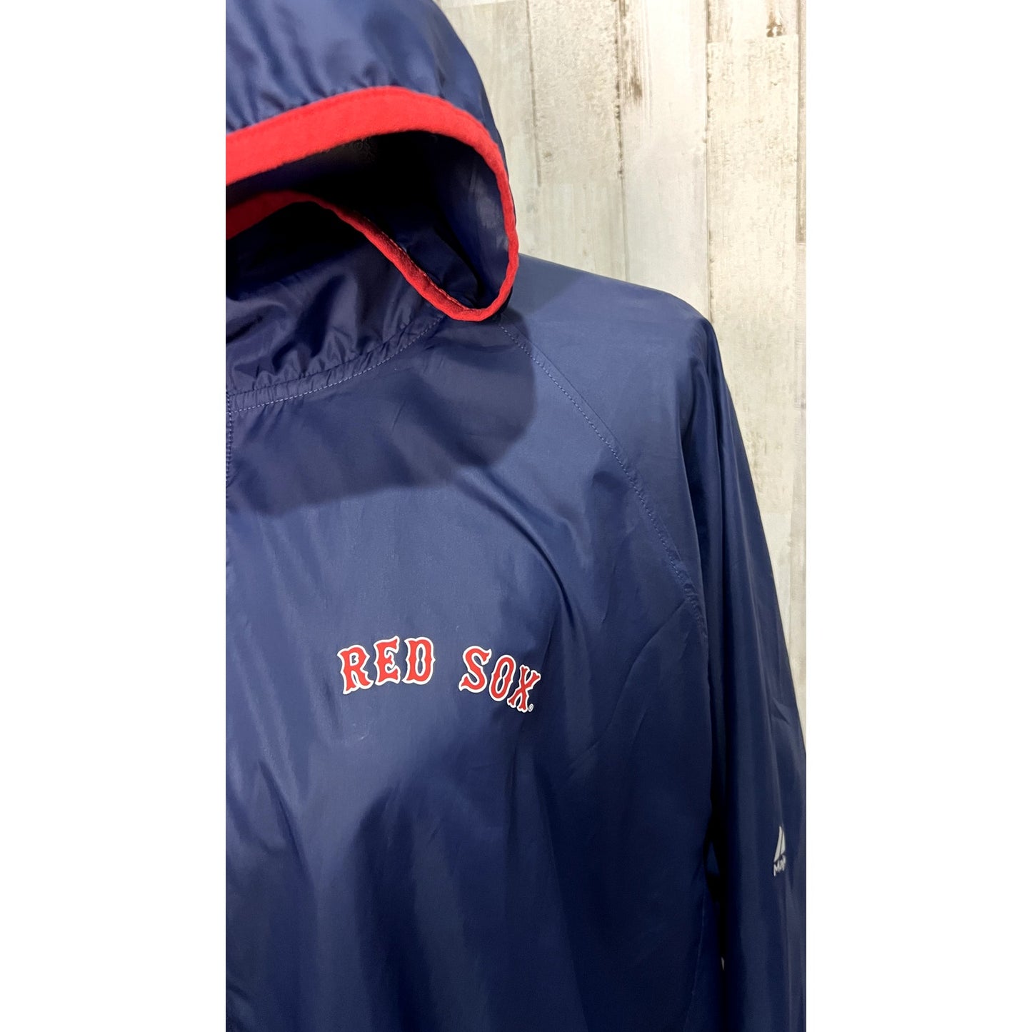 Majestic Boston Red Sox Men's 2XL Blue Full-Zip Hooded Windbreaker Jacket