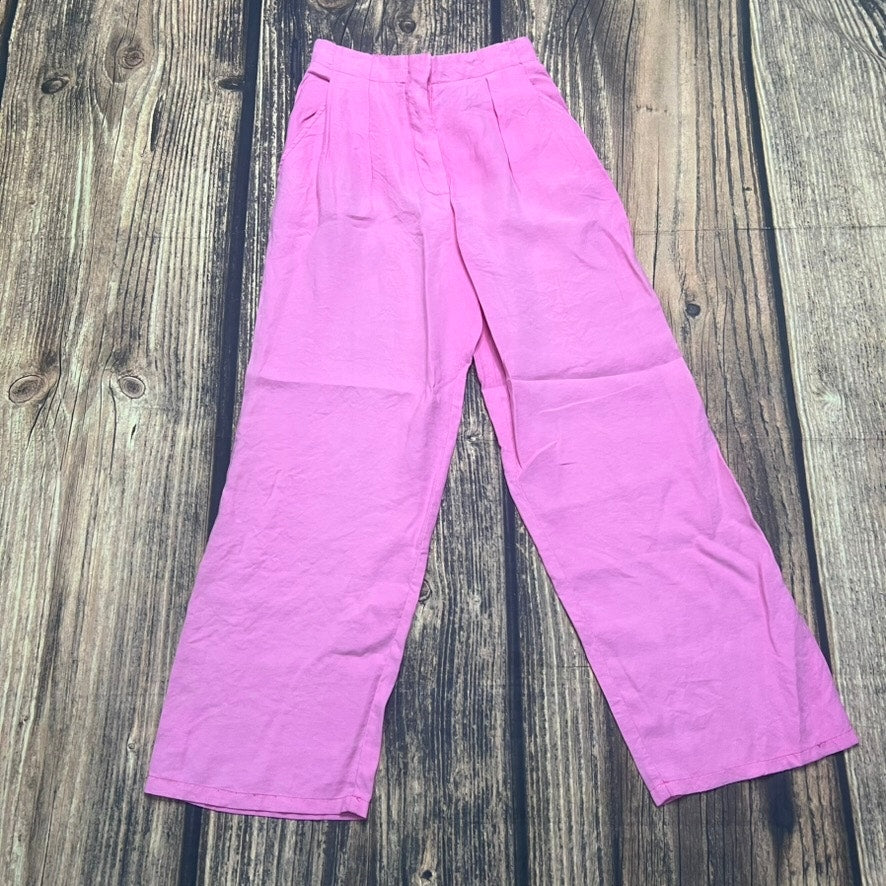 NWT Zara Kid's Pink High Waist Wide Leg Trousers Size 13-14 Casual