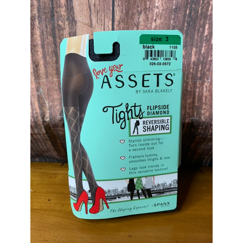 Assets by Sara Blakely Shaping Tights Size3 Black Reversible