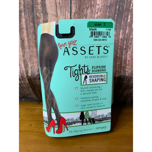 Assets by Sara Blakely Shaping Tights Size3 Black Reversible