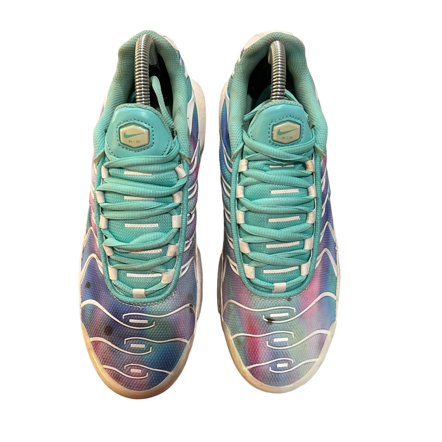 Nike Air Max Plus White & Tie Galaxy Tie Dye Sneaker Youth Size 7 / Women's 8.5