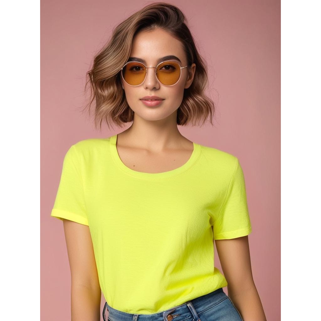 Zelos Women's Medium Yellow Short Sleeve Crew Neck T-Shirt Casual