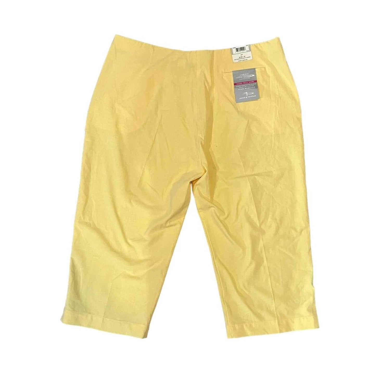 NWT Page & Tuttle Yellow Stretch Capri Golf Chinos Pants Plus Size 16