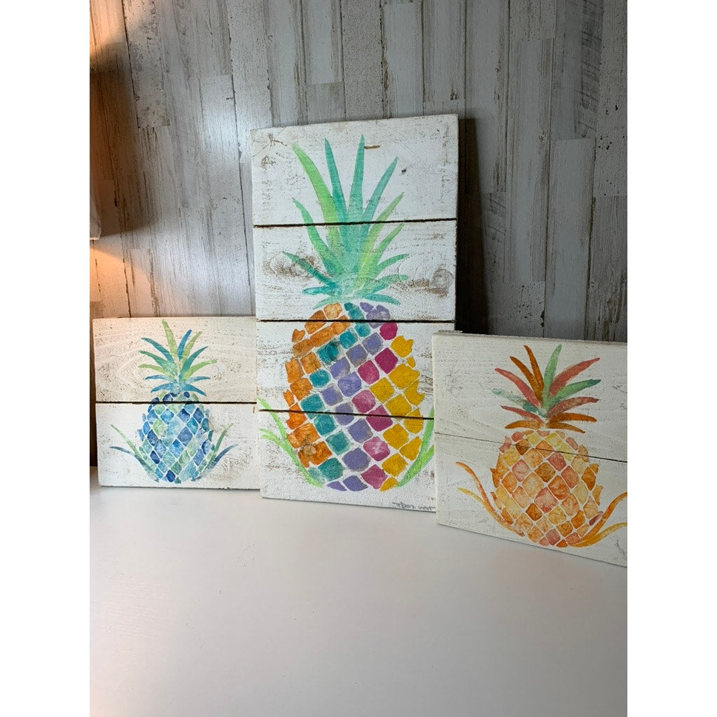 Bay Isle Home Wall Art Panels Set of 3 Pineapple Decor