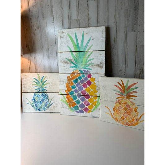 Bay Isle Home Wall Art Panels Set of 3 Pineapple Decor