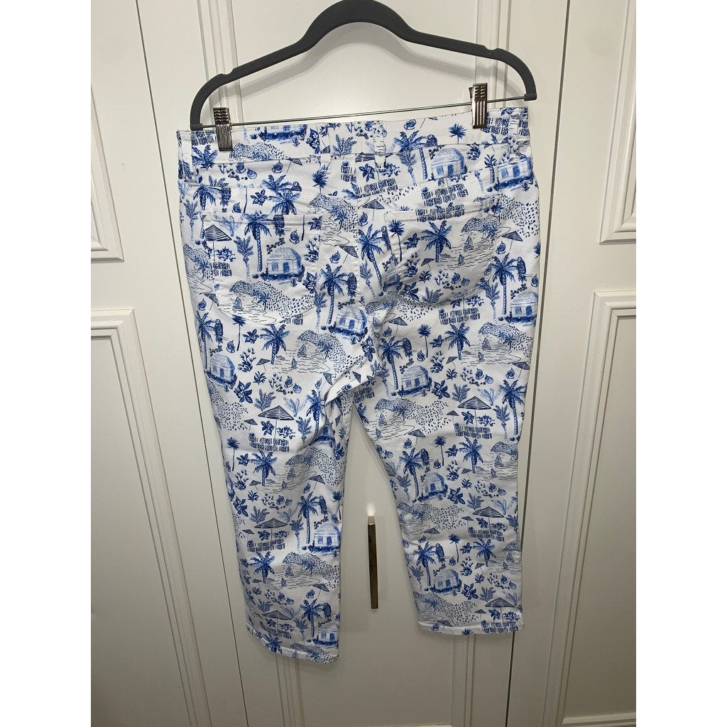 Tommy Bahama Women's Beach Hut Print Cropped Jeans Size 31x24 Multicolor