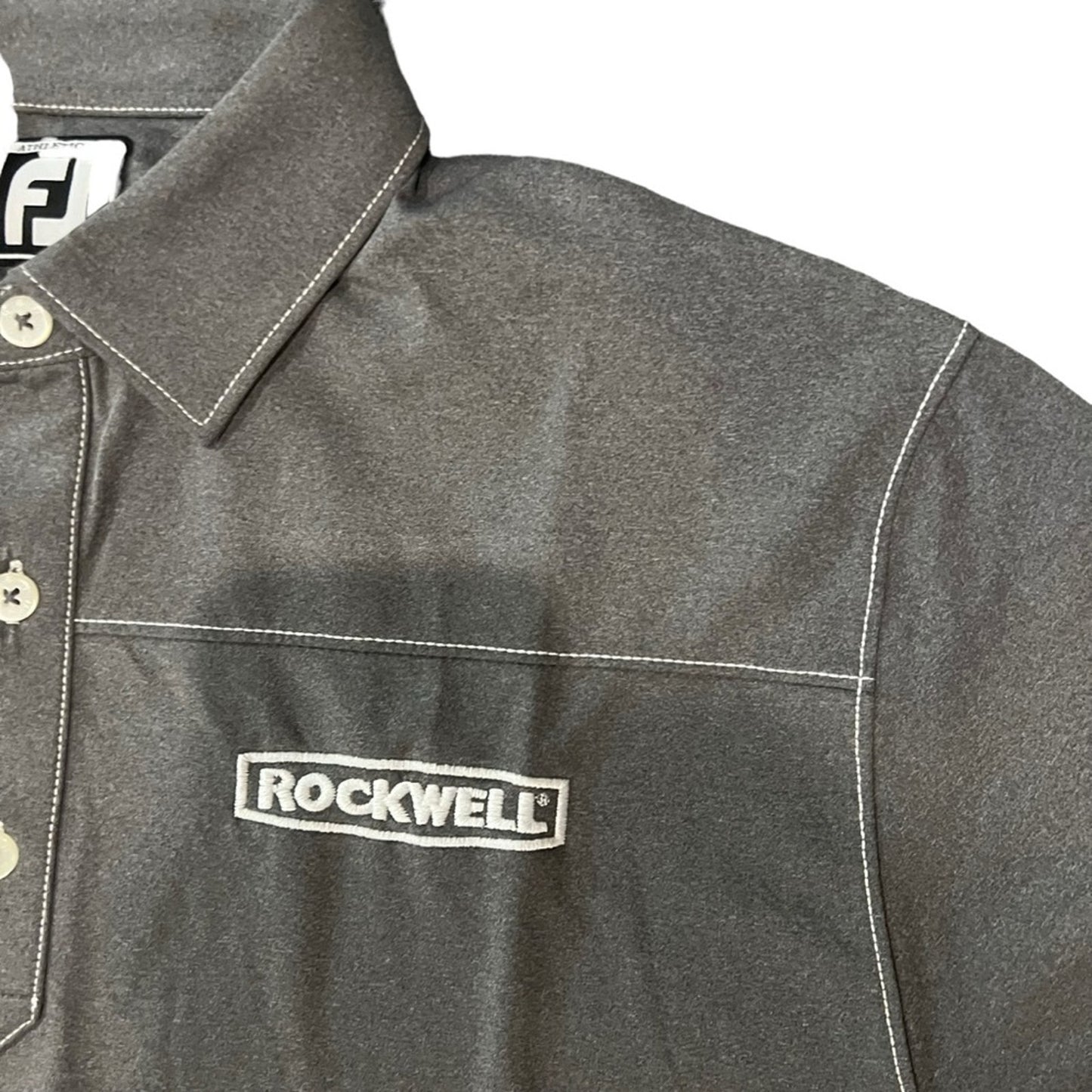 FootJoy Men's Golf Polo Shirt Size Large Gray Rockwell Logo Embroidered