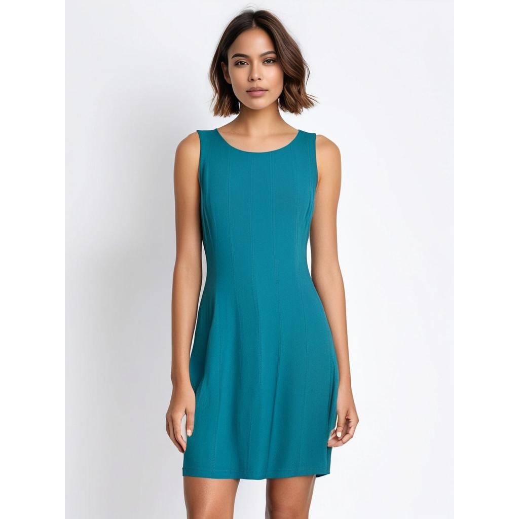 Jones New York Women's Size 10 Teal Sleeveless Sheath Fit & Flare Dress