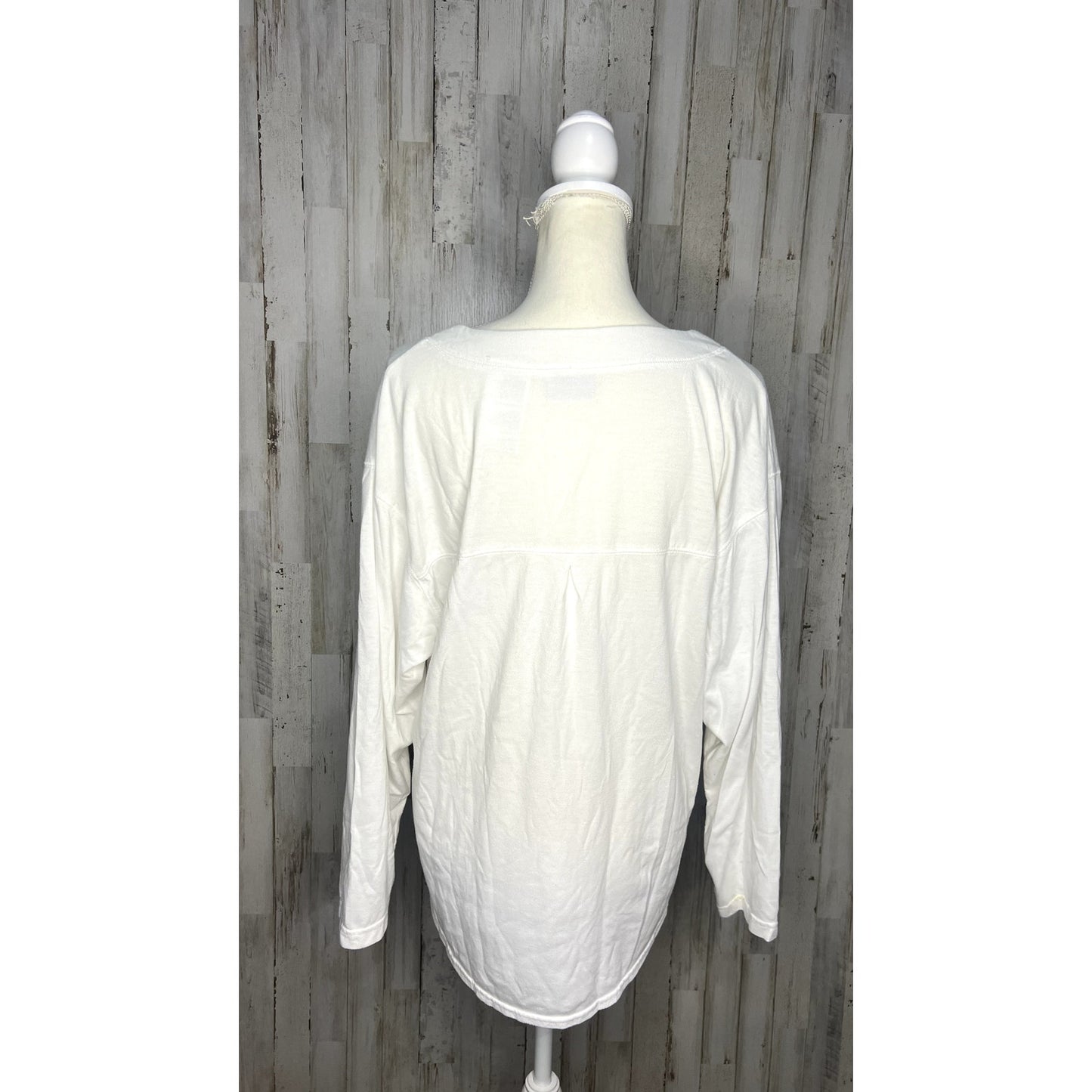 Vintage Backroad Blues Women's Medium White Long Sleeve Blouse Casual Spring Top