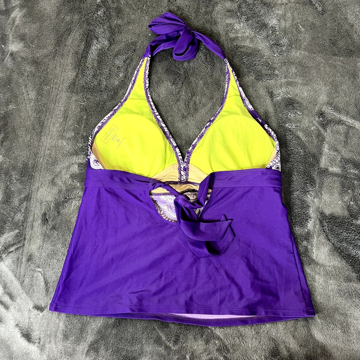 Athleta Purple Paisley Halter Padded Tankini Swimsuit Top 36B/34C