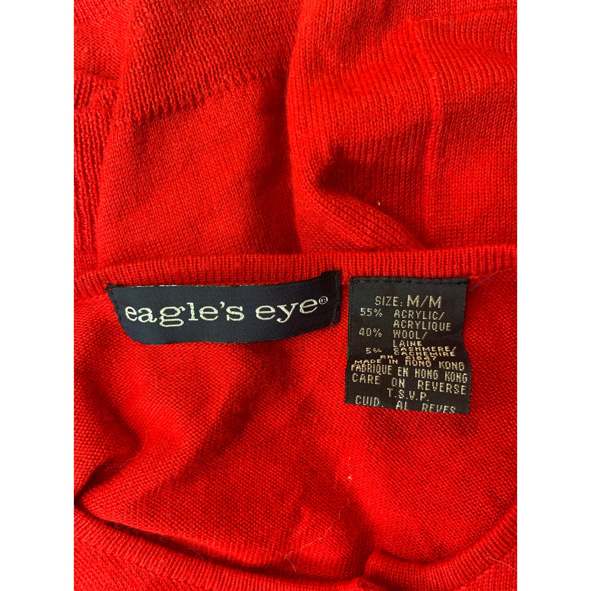 Eagle’s Eye Cardigan Sweater Womens Medium Red Pearl Button Front Pockets