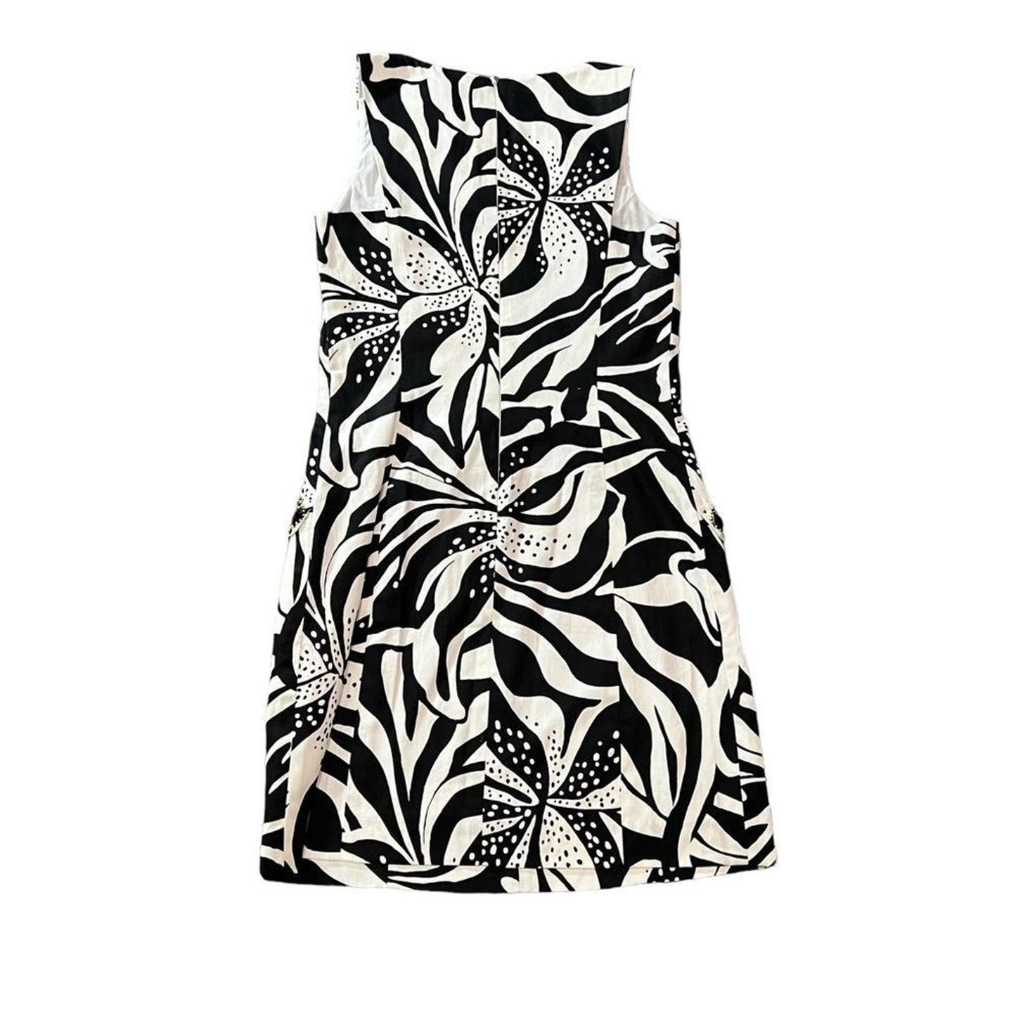 Lilly Pulitzer Forsythia Black White Sneak A Peek embellished shift dress Size 2