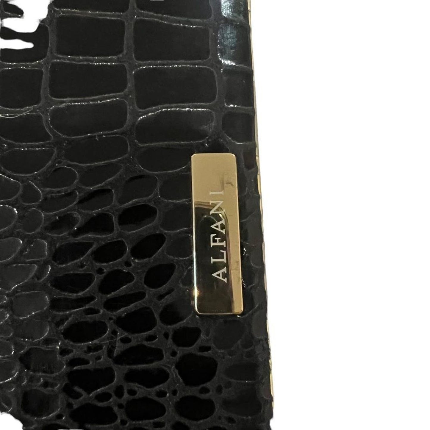 NWT Alfani Black Faux Croc Leather Clutch