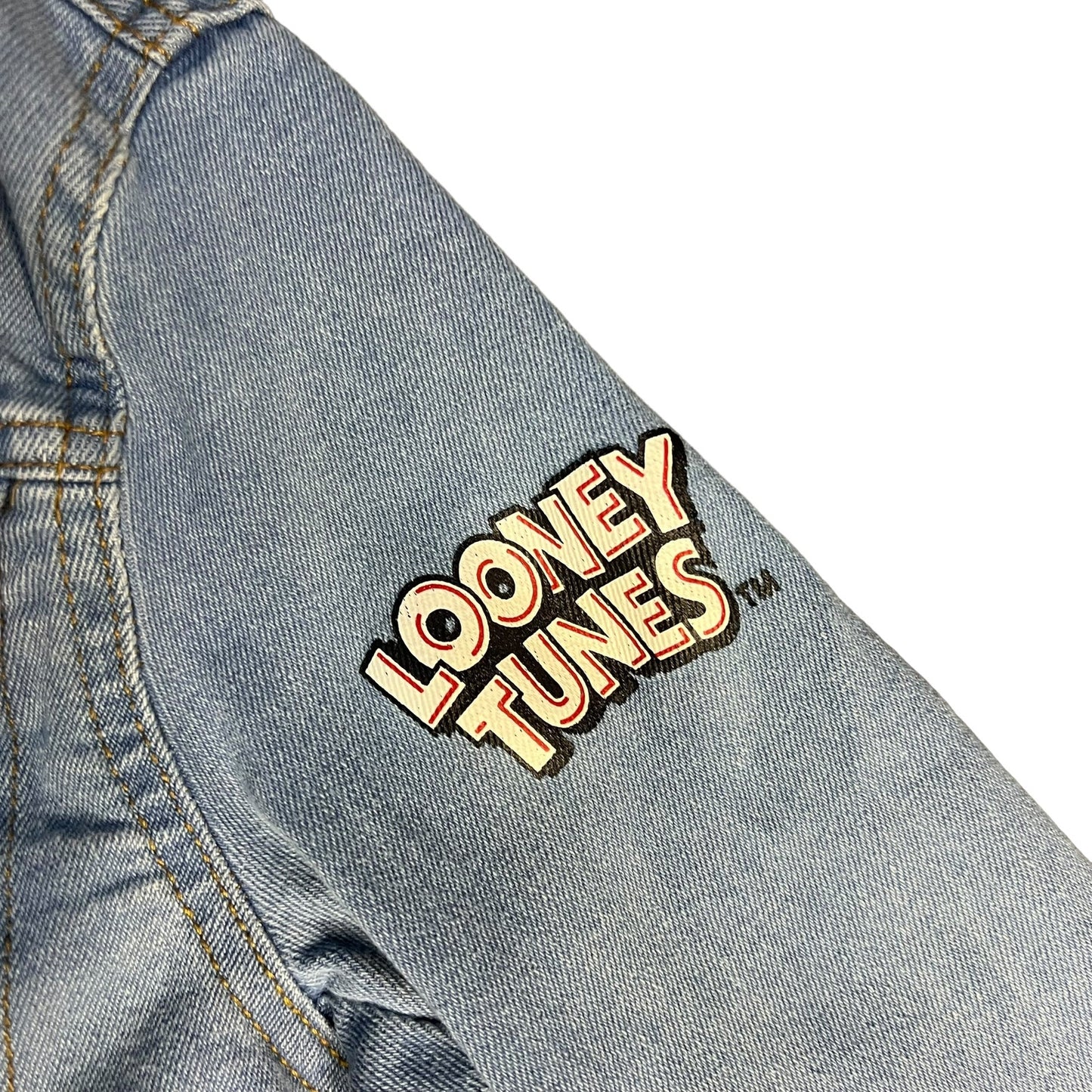 Looney Tunes Members Only Women's Medium Denim Painted Cropped Jacket